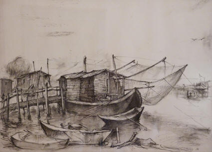 57) Vecchio barcone da pesca-Porto Garibaldi 1980 36x50.jpg